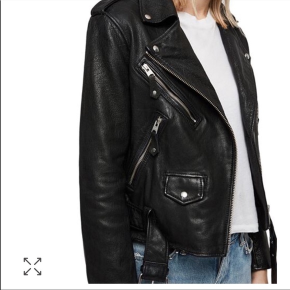 All Saints Leather Motorcycle Jacket with silver hardware - Picture 2 of 8